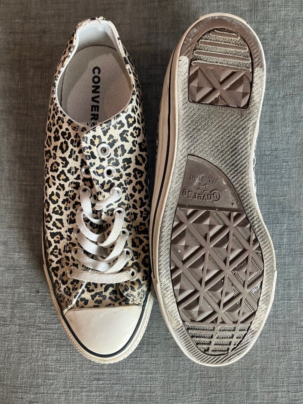 Converse All Star Mens 10 Leopard Print Low Top Sneakers Animal Print Canvas - Picture 6 of 8